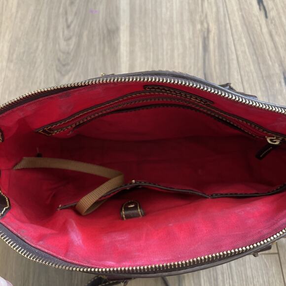 Dooney & Bourke Samba Brown Leather & Suede Satchel Shoulder Bag Handbag - Picture 6 of 11